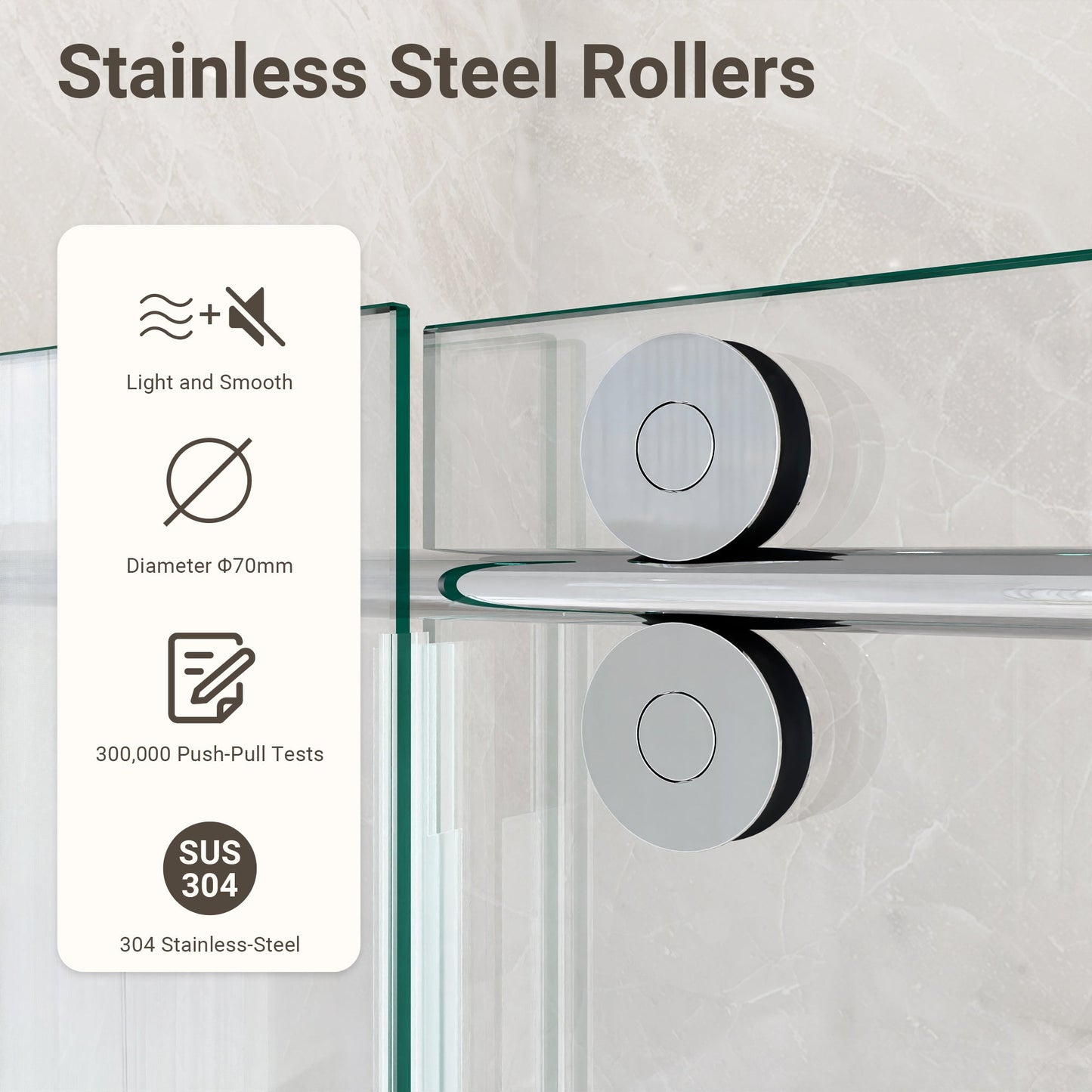 56-60"W x 72"H Frameless Single Sliding Shower Door
