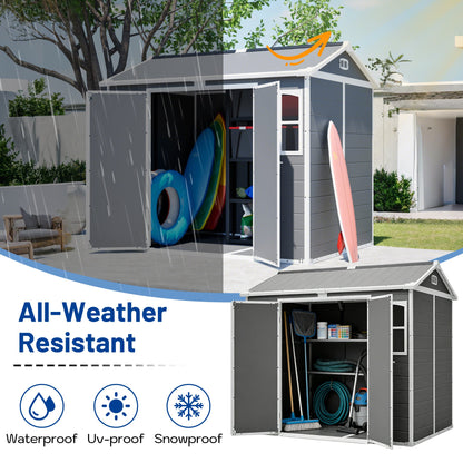 Plastic Utility Shed 8x6 ft with Floor – Lockable Storage Shed