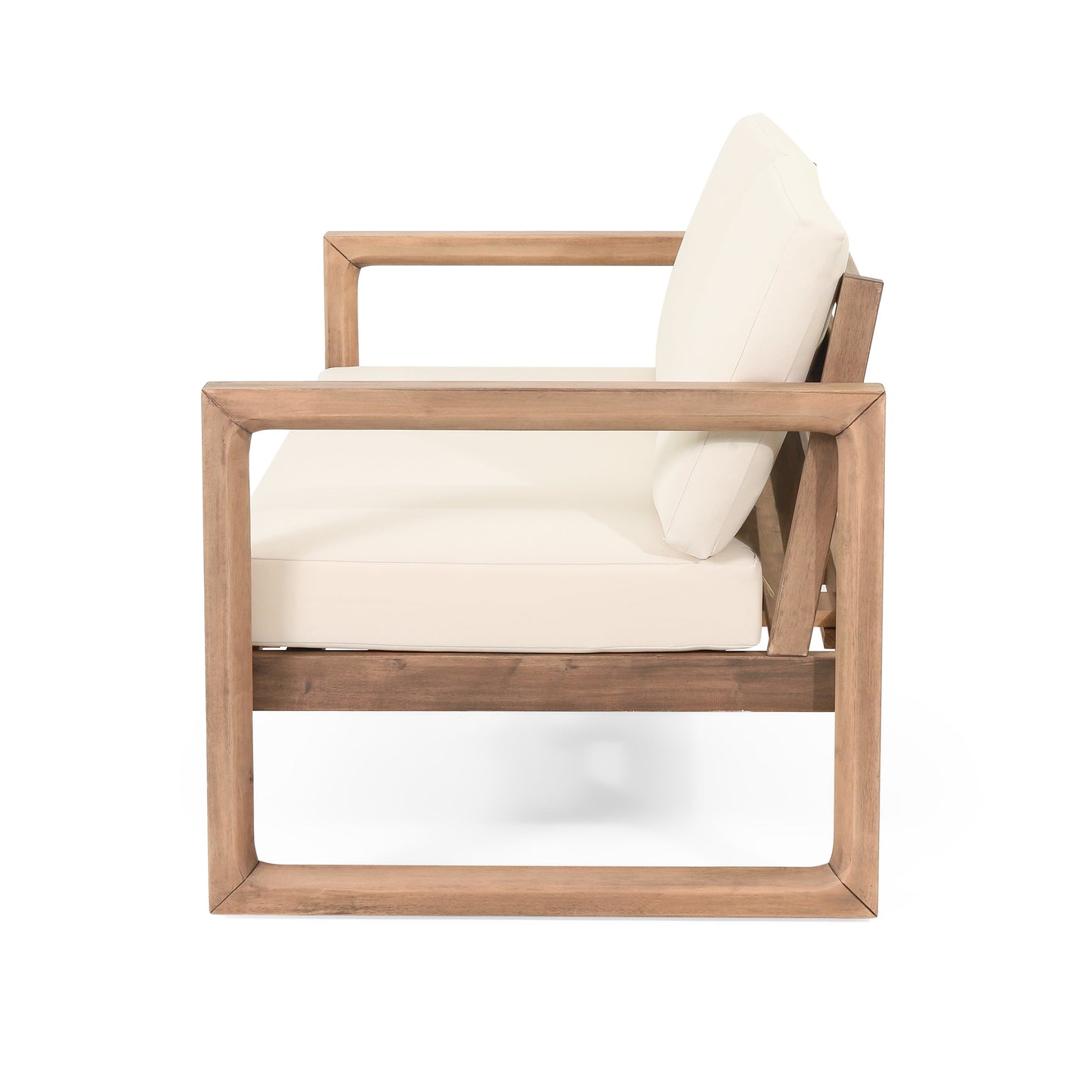 Outdoor Acacia Wood Loveseat and Coffee Table Set with Cushions