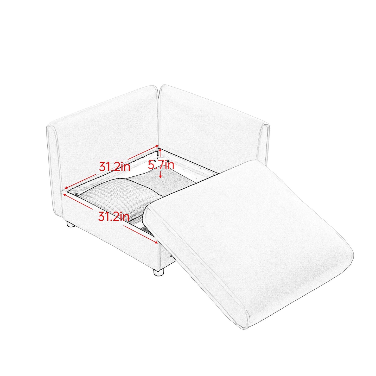 Stylish Sofa With Storage Seat And Cylindrical Backrest