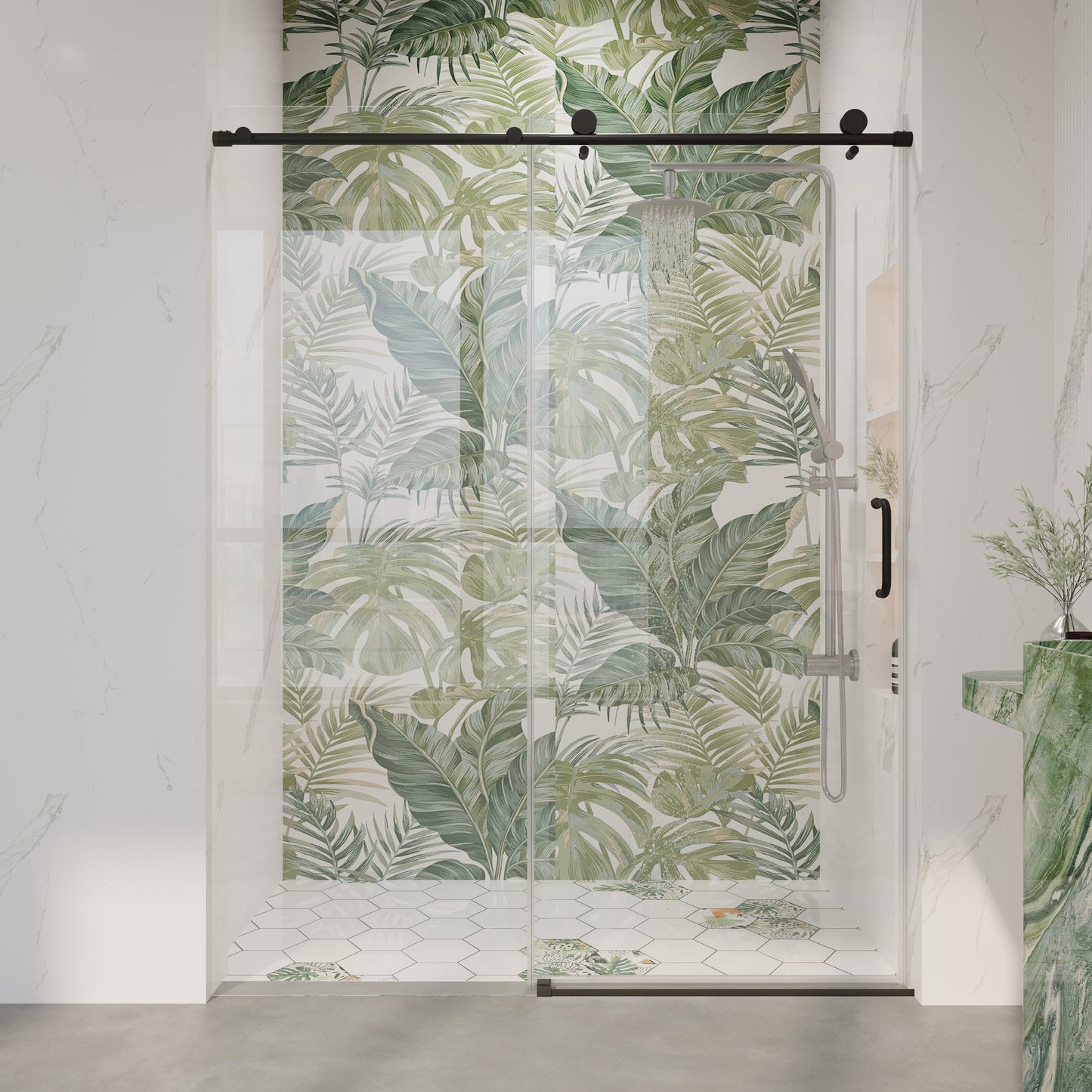 56" - 60" W x 76" H Single Sliding Frameless Shower Door