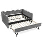 Gingham Daybed With USB Charging Port, Wave-Shaped Design