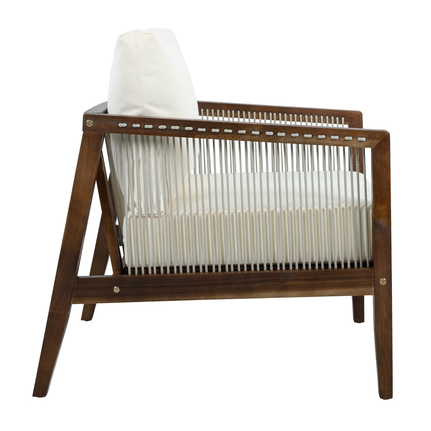 Outdoor Club Chair, Acacia Wood Frame with Rope Back, Water-Repellent