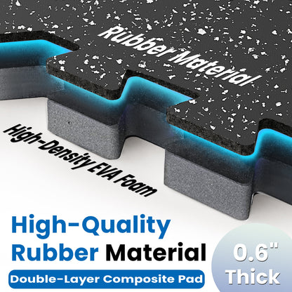0.6 Inch Thick Gym Floor Mats with EVA Foam - Black
