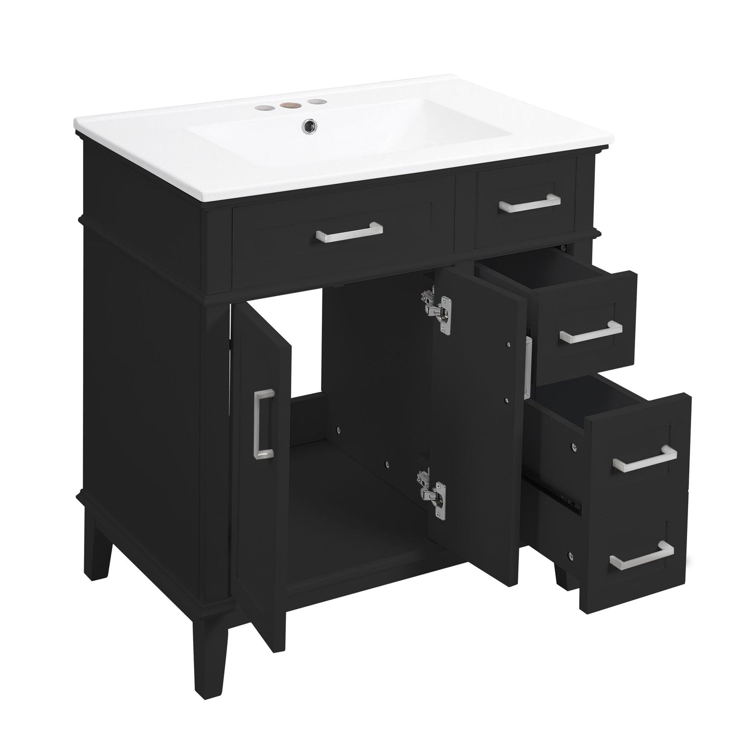 Modern Bathroom Vanity With Sink, Storage Cabinet, Soft Close Doors, Deep & Standard Drawers