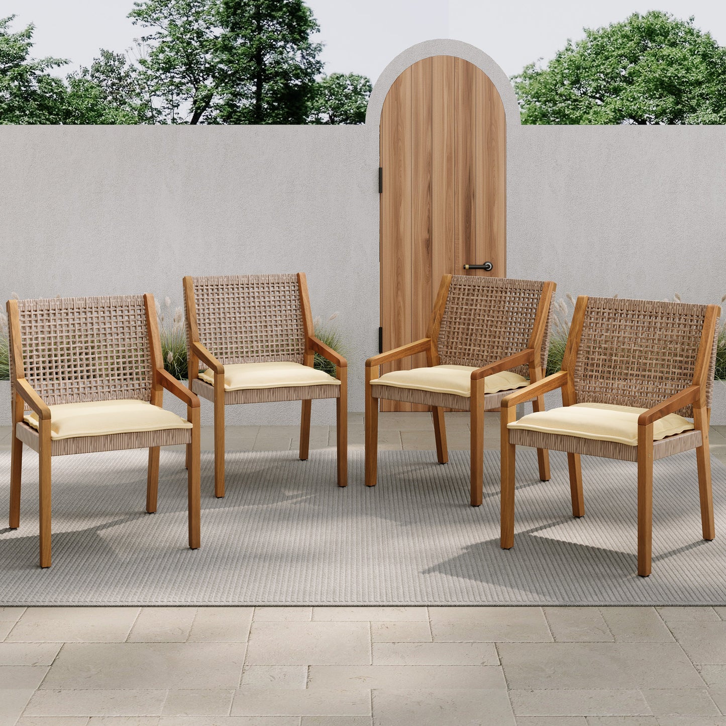 Outdoor Dining Chair - Acacia Wood & Wicker