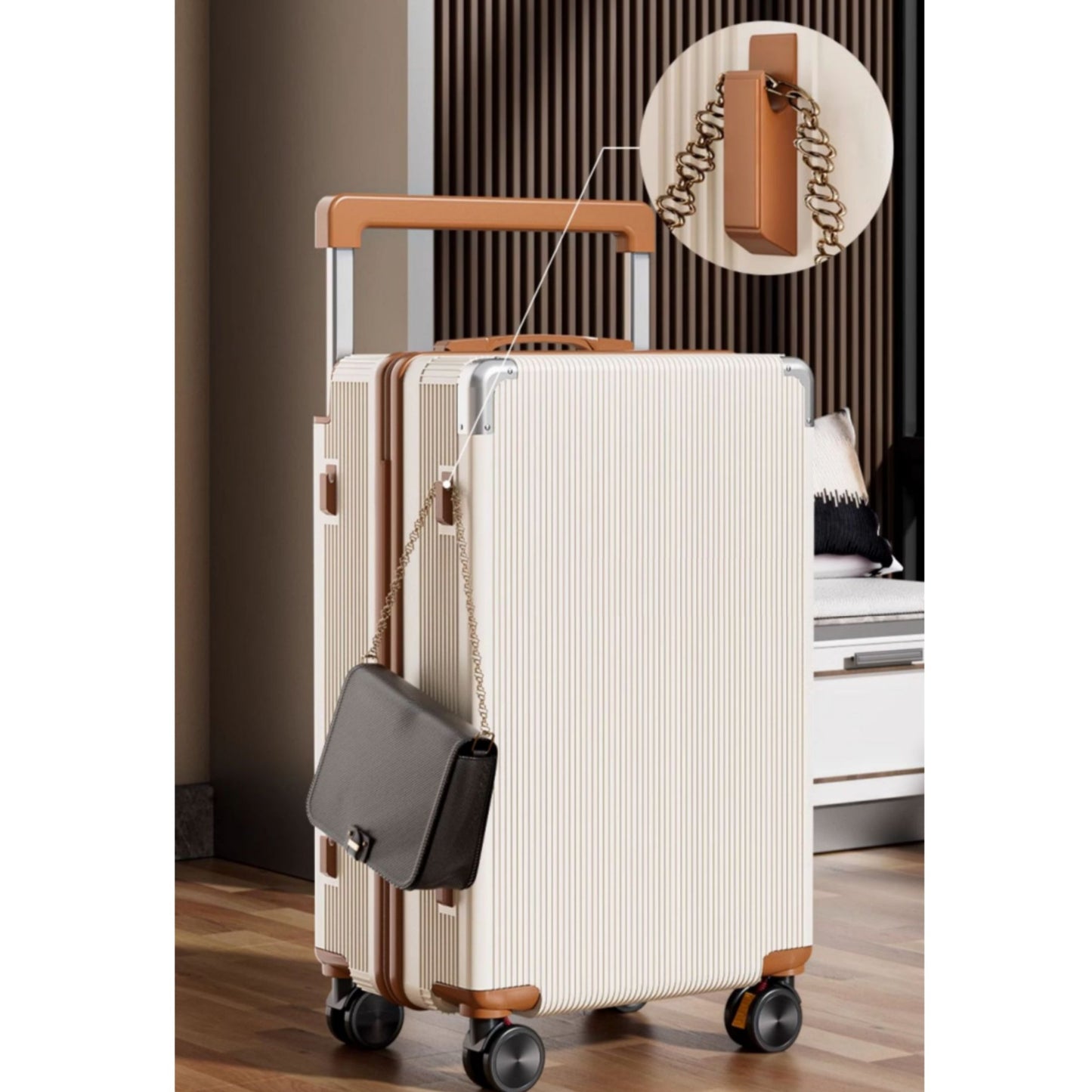 20 Inch 24 Inch Wide Handle Luggage, Silent Rotating Wheel Travel Luggage, Durable Password Lock Carry On Luggage