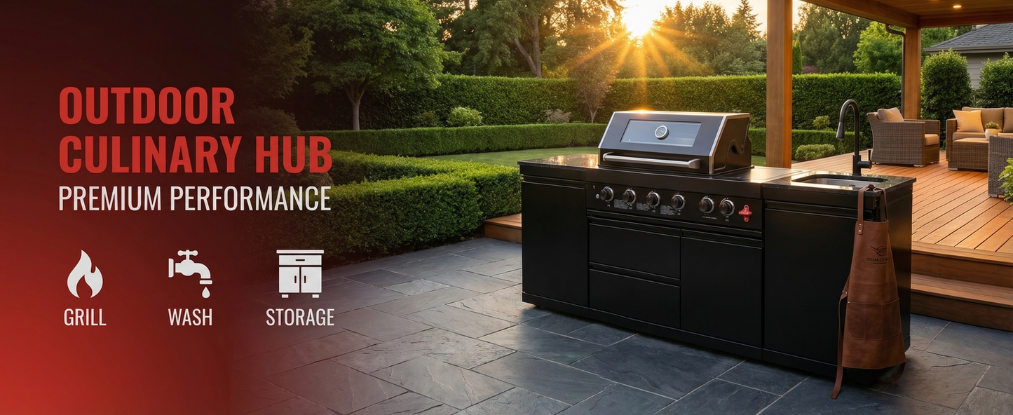 84.7 Inch 4-Burner Deluxe Stainless Steel Propane Gas Outdoor Kitchen Barbecue Island Grill