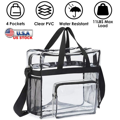 Clear Crossbody Bag Stadium Approved Clear Transparent Shoulder Bag See Through Zip Pouch Tote Bag Handbag with 11LBS Load