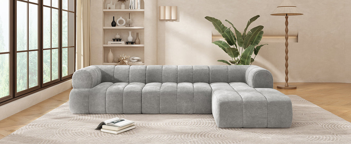 122" Modern L-Shaped Sectional Sofa with High-Density Foam and Chaise Lounge