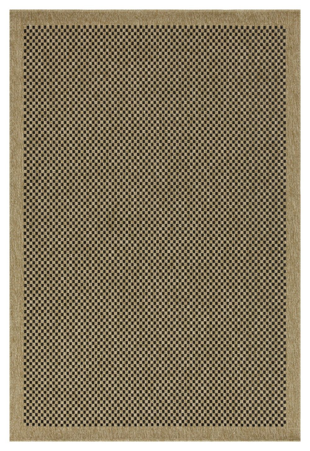 Earth - 5'3" X 7'3" Indoor, Outdoor Area Rug, Polypropylene - Jute / Black