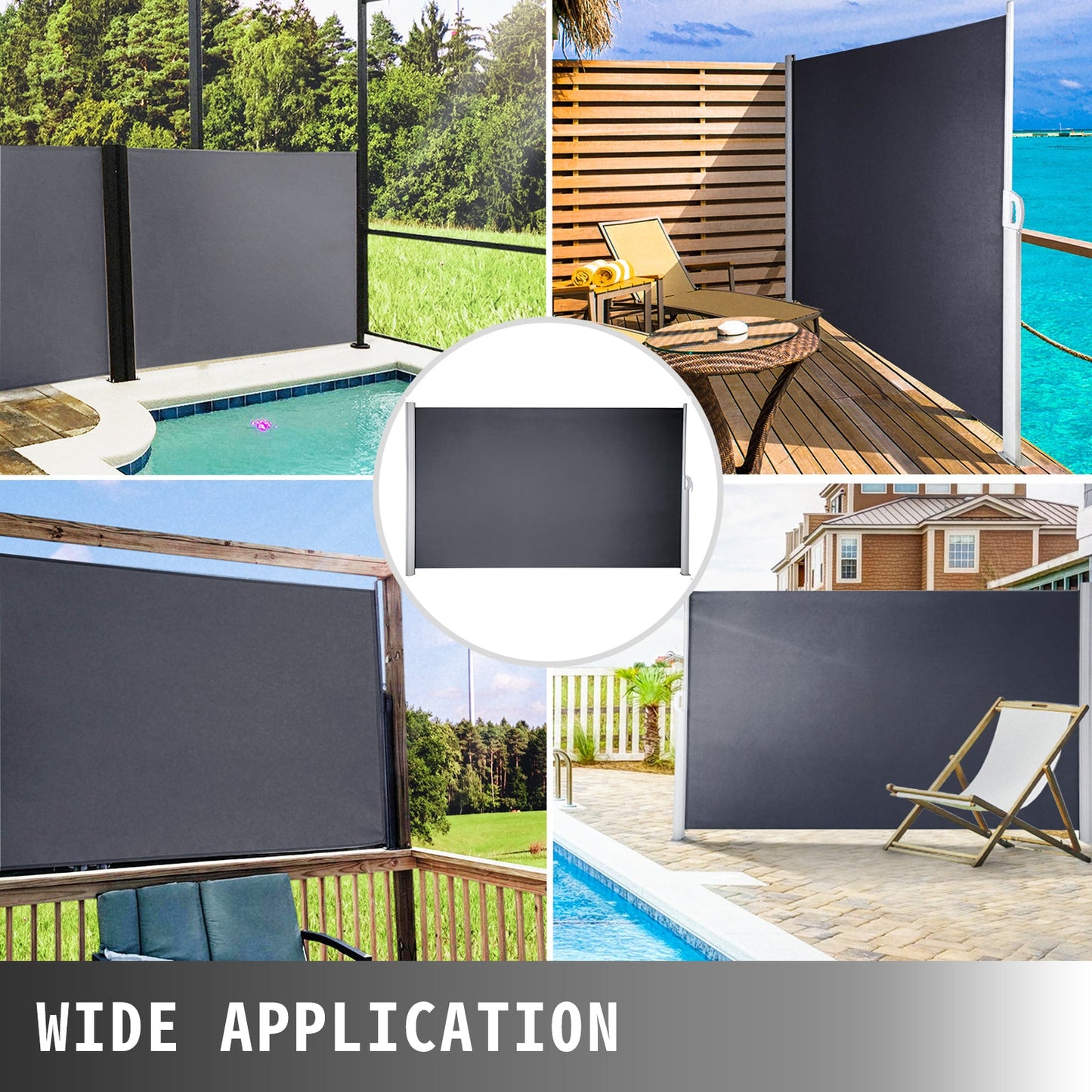 Retractable Side Awning, 71''-118'' Full Aluminum Rust-Proof Outdoor Privacy Screen