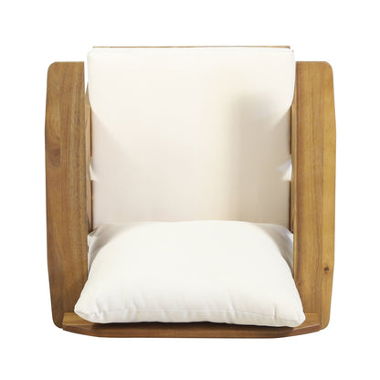 Outdoor Acacia Wood Club Chairs With Cushions (Set of 2) - Teak / Beige
