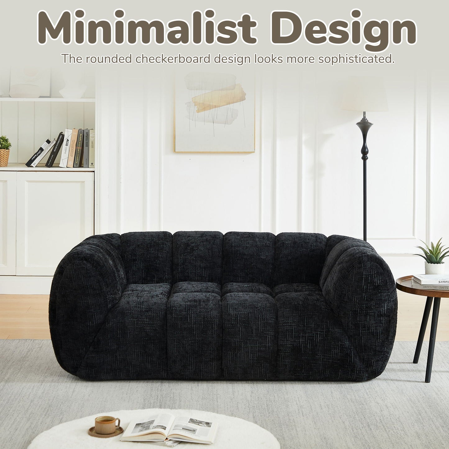Quilted Cloud Sofa With Rounded Armrests And Piano Key Backrest Design