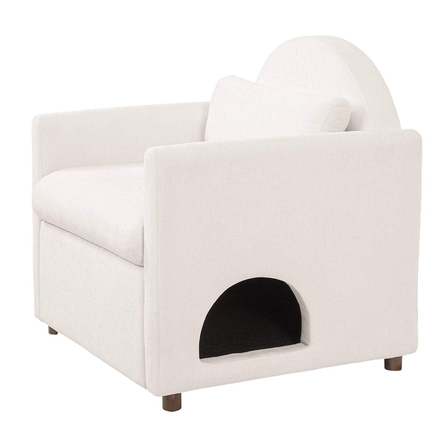 Beige Pet Friendly Accent Chair with Hidden Pet Nook