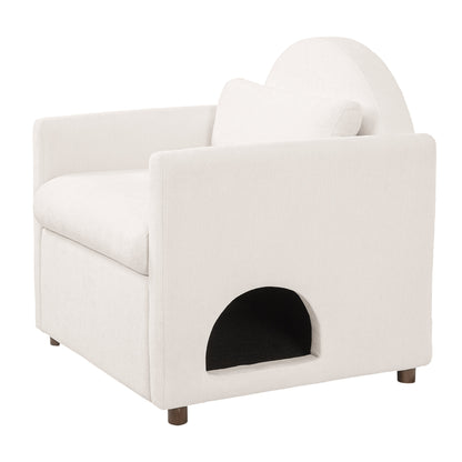 Beige Pet Friendly Accent Chair with Hidden Pet Nook