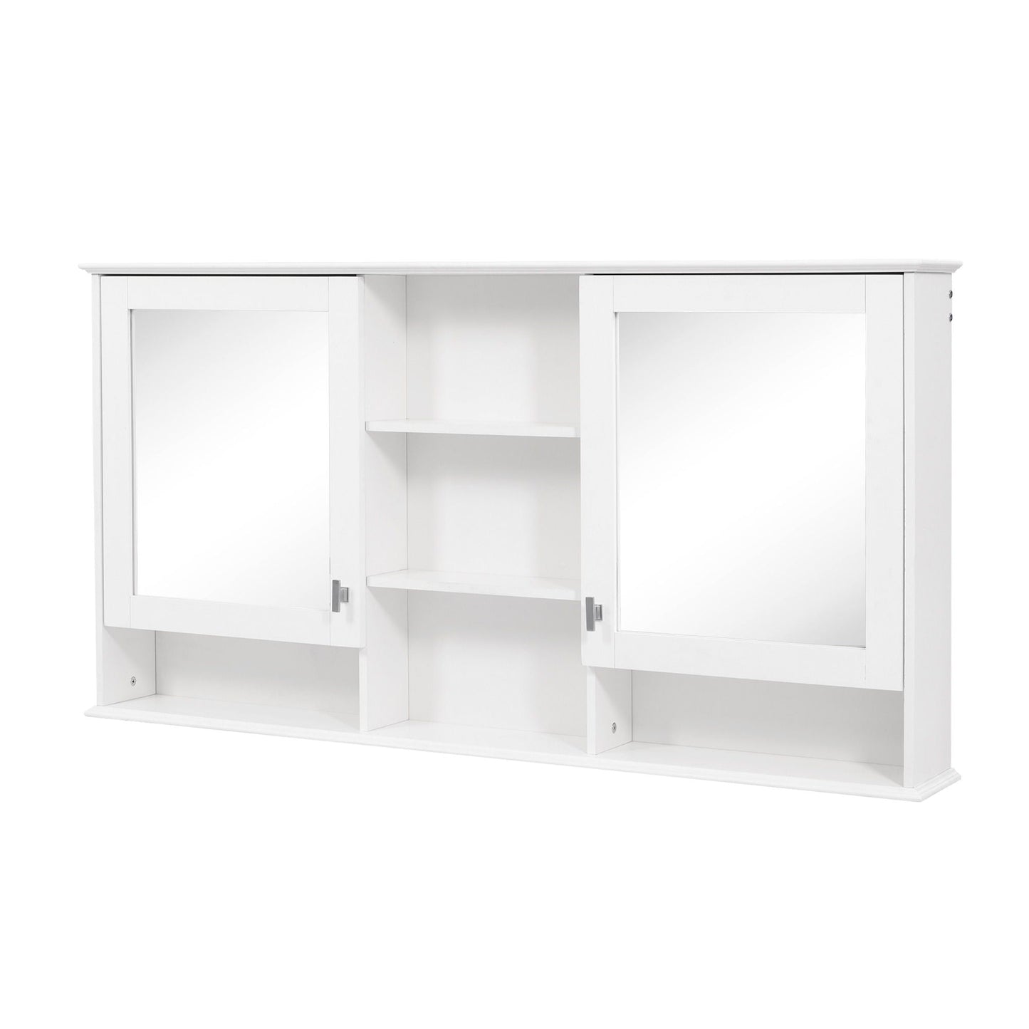Wall Mount Mirror Cabinet With Adjustable Shelves - White