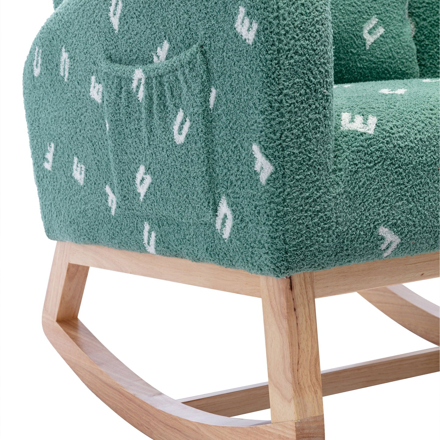 Modern Accent Rocker Armchair With Side Pocket, Upholstered High Back