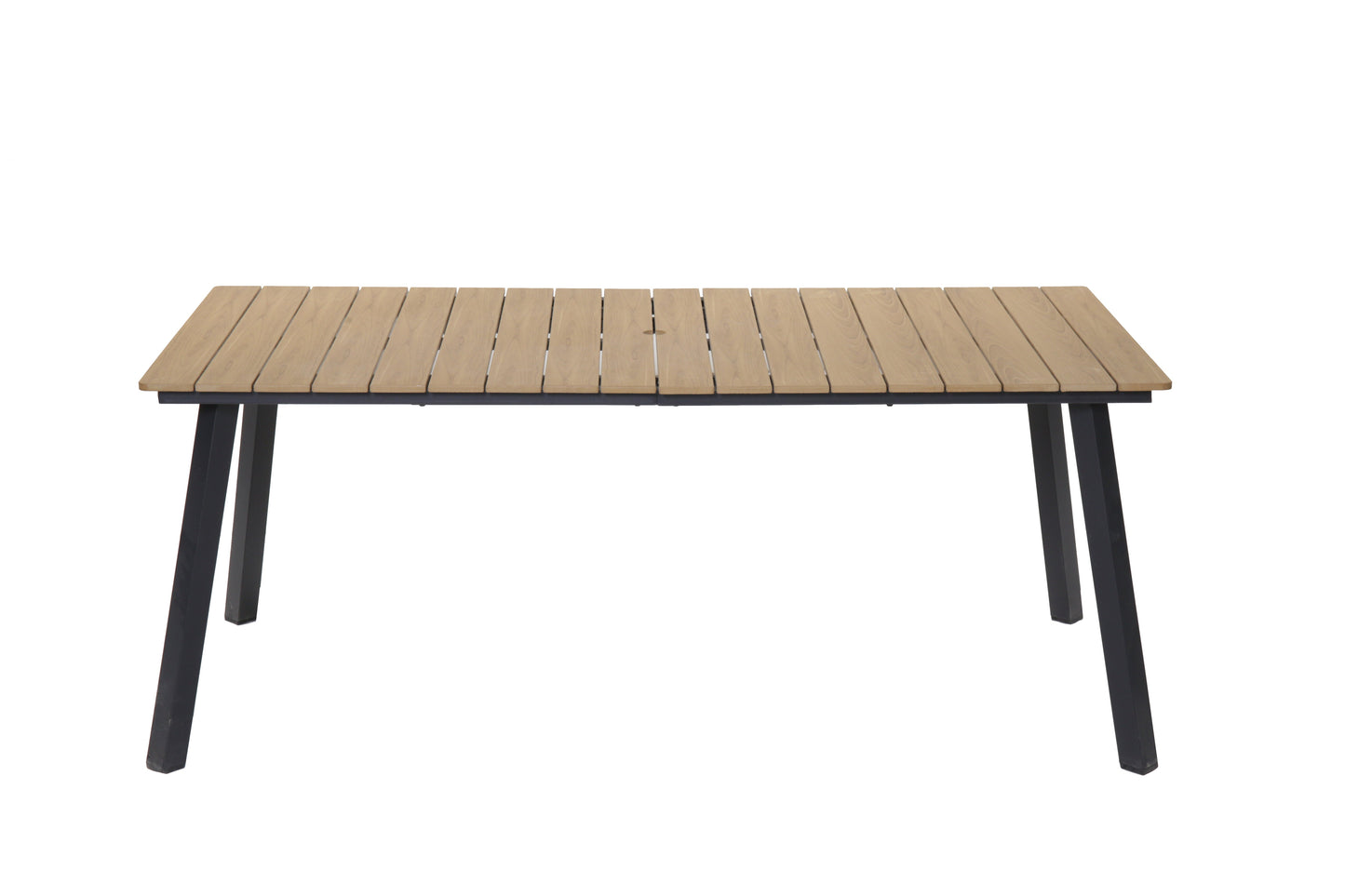 Outdoor Folding Dining Table for 4-6 with Steel Frame and Umbrella Hole