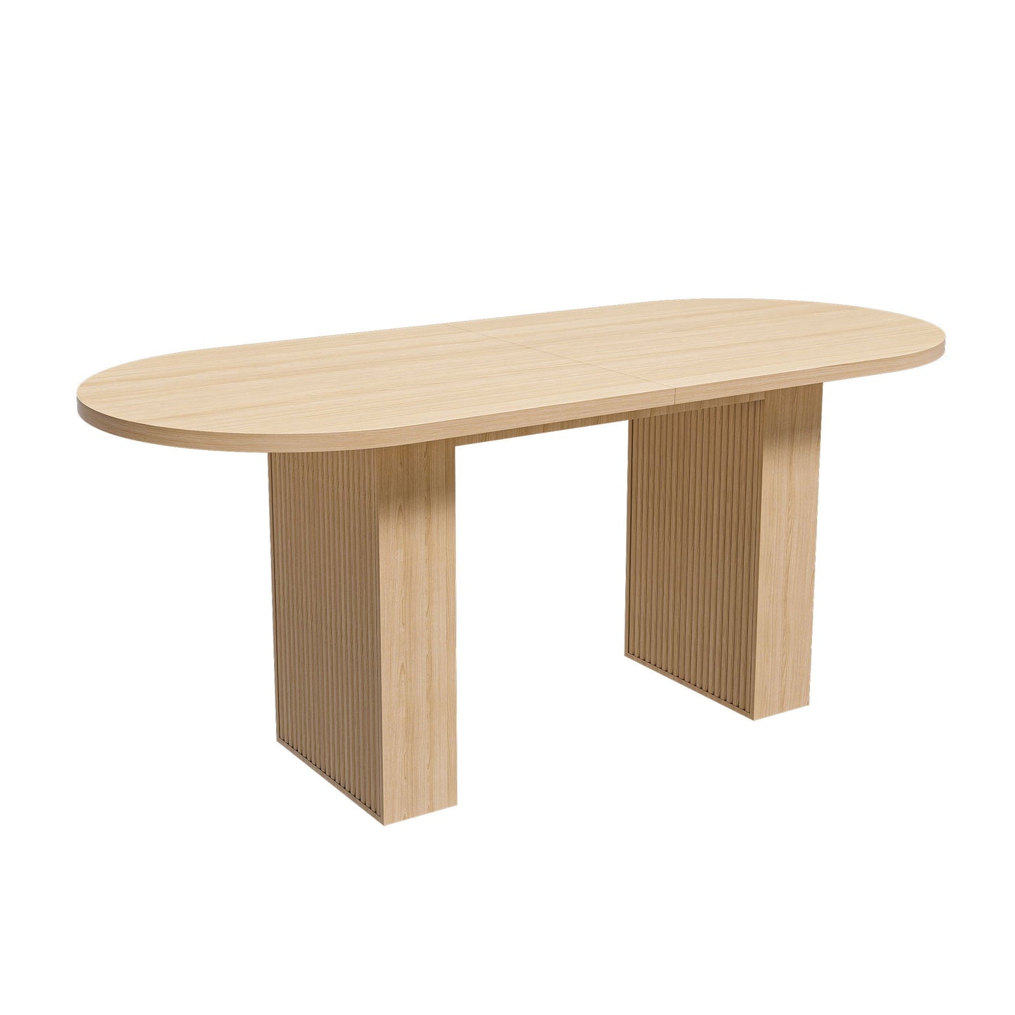 Oval Dining Table With Wood Strip Base