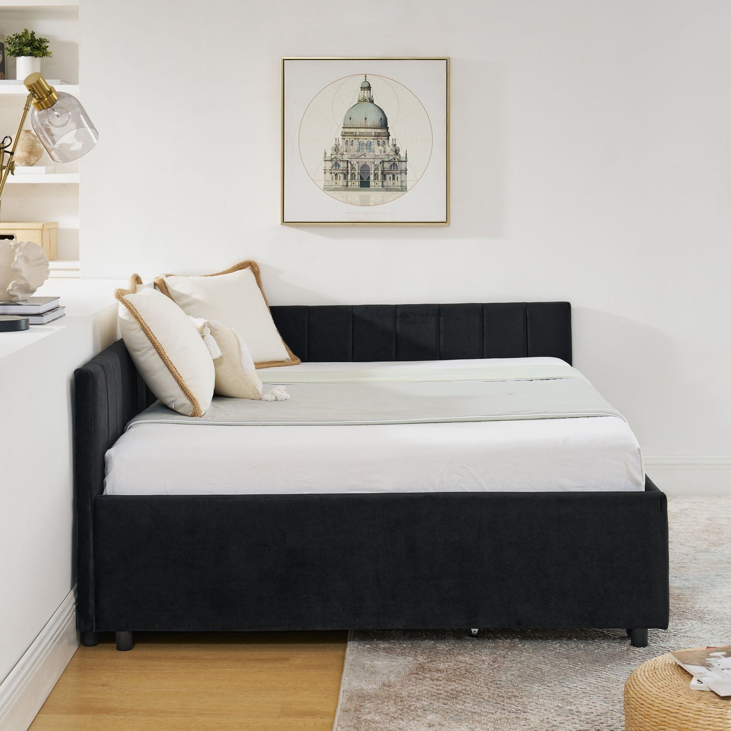 Upholstered Tufted Daybed Frame With Storage Drawers
