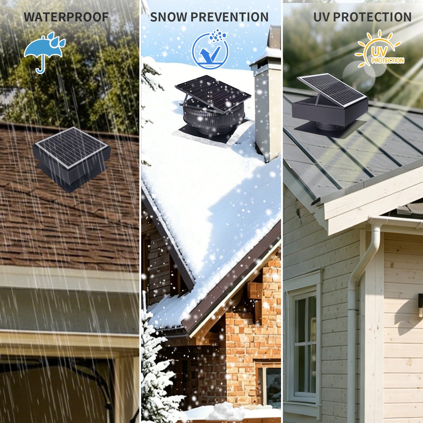 12" Solar Roof Vent Fan, 40W Dual Power Attic Exhaust Fan with Remote & Auto Start