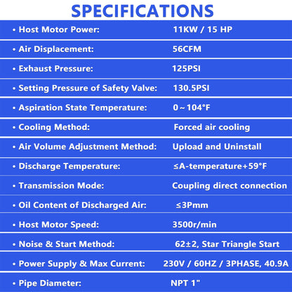 15HP Rotary Screw Air Compressor