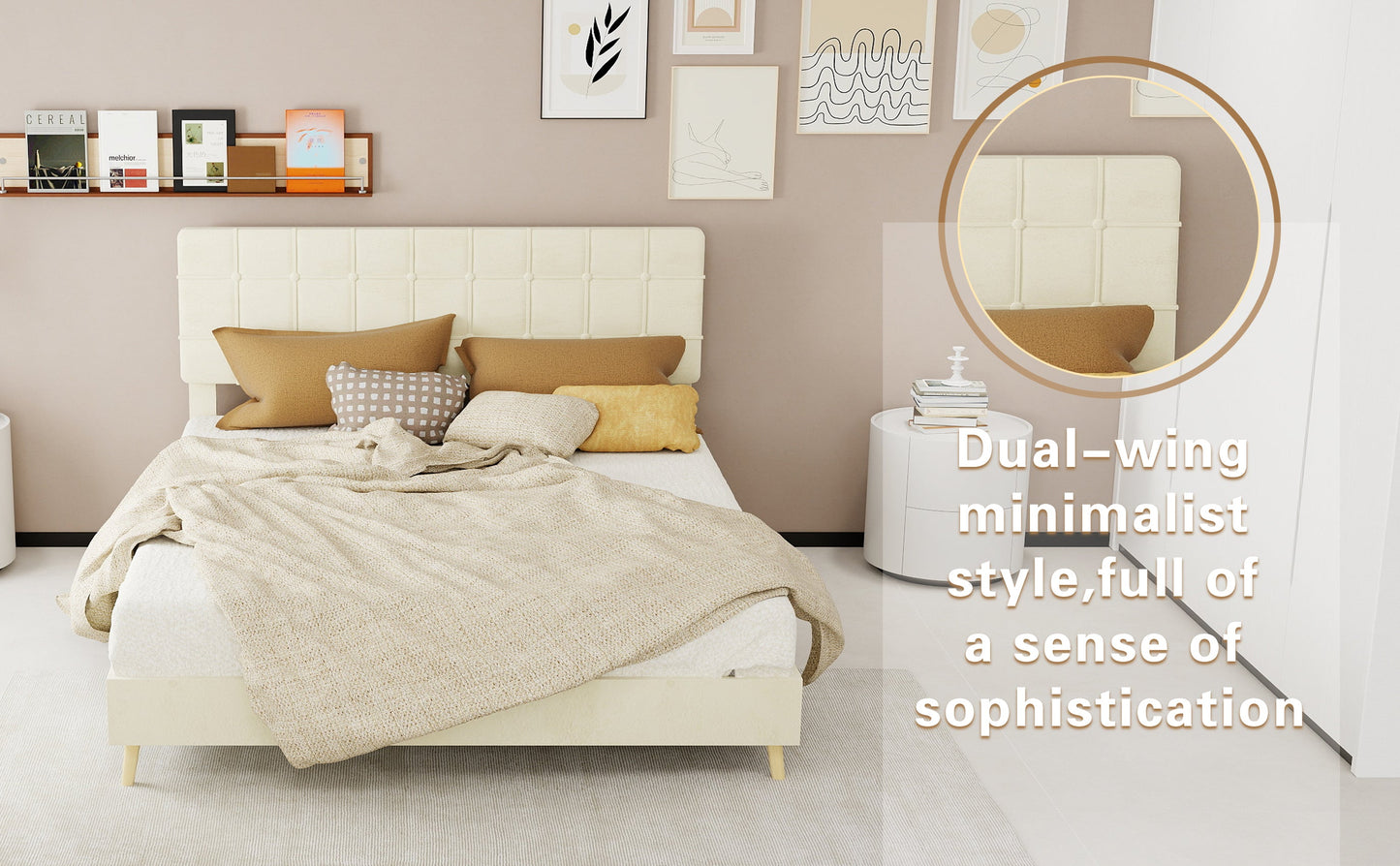 Modern Upholstered Bed Frame – Premium Holland Velvet Fabric