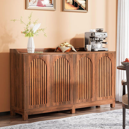Sideboard Buffet Cabinet With 4 Doors & Shelves, Credenza Table For Dining Room - Brown