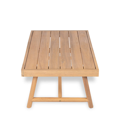 Patio Acacia Wood Chat Set, Club Chair + Coffee Table with Water-resistant Cushion