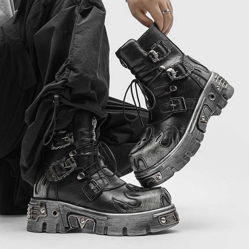 Retro Dark Punk-style Metal Shoes