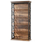 6 Tier Industrial Brown & Bookshelf With X Pattern Design - Rustic Brown