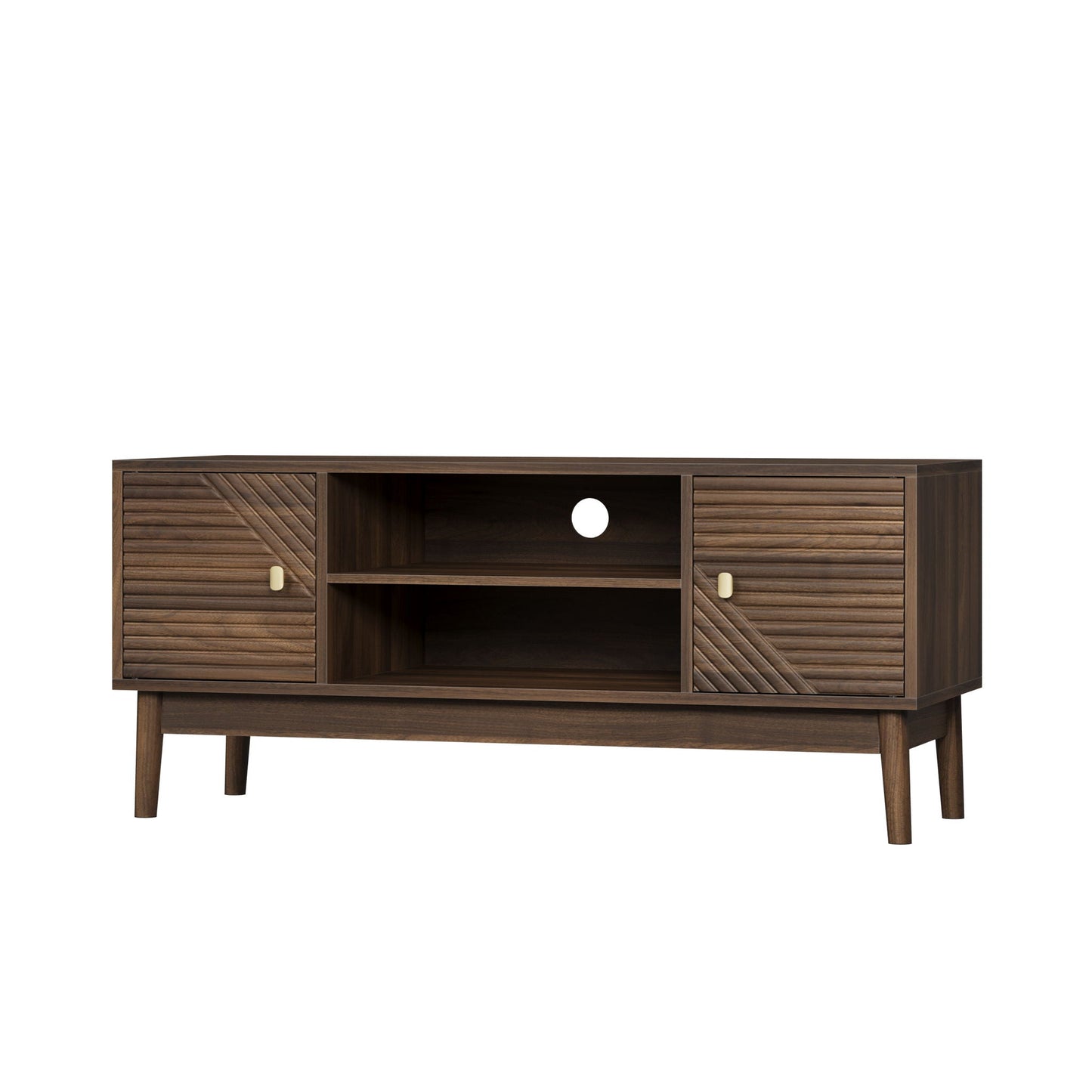 TV Stand, Entertainment Center With Storage, Media Console Table For Living Room - Walnut