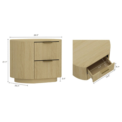 Olivia - Nightstand & 2 Drawers - Oak