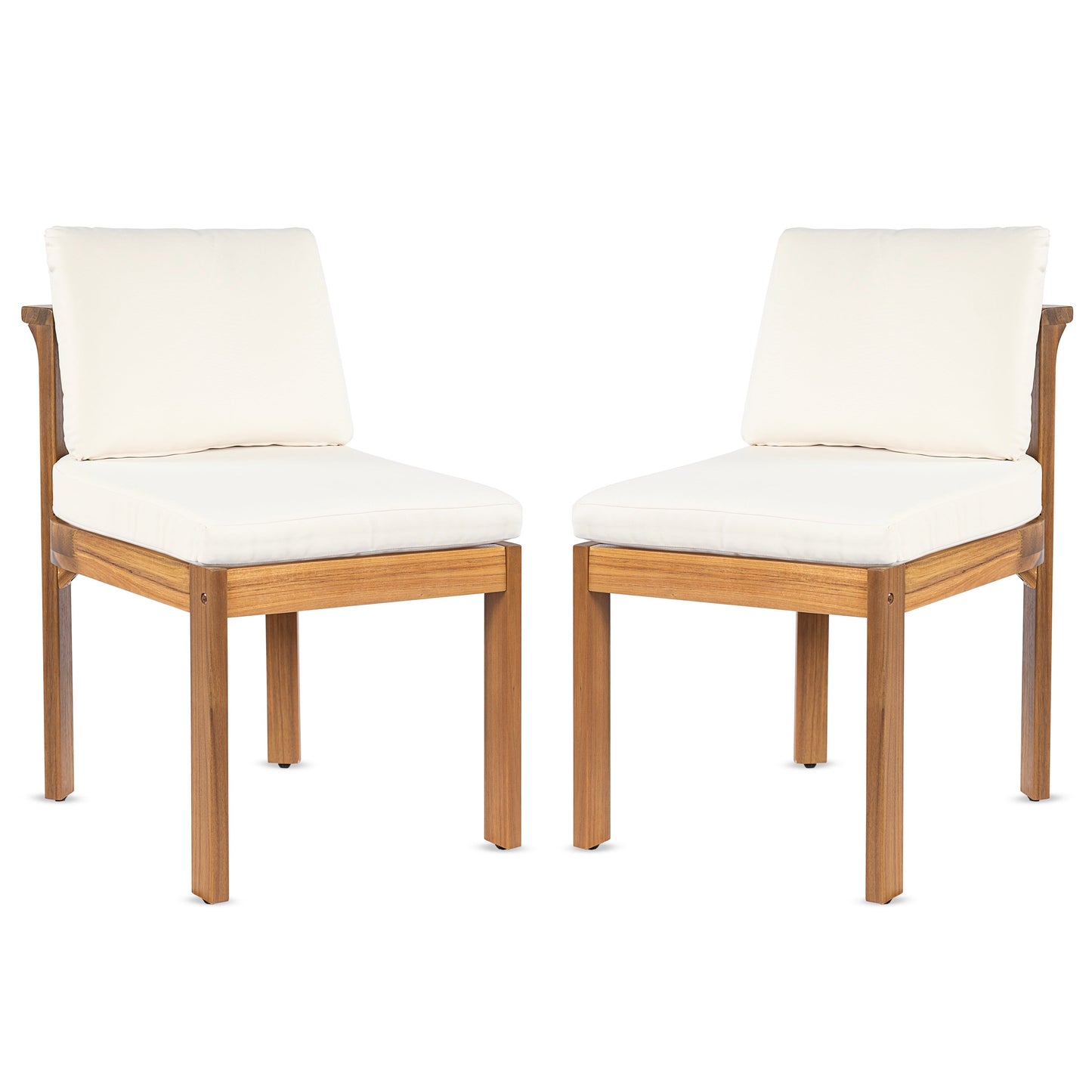 Acacia Wood Outdoor Dining Chair (Set of 2), Teak Finish Wood +