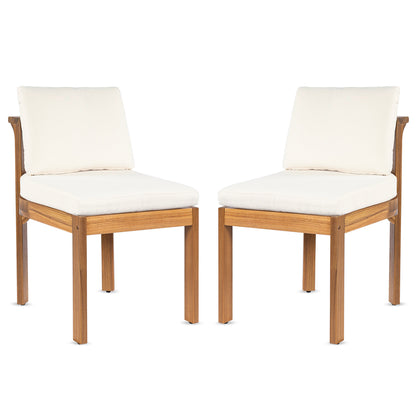 Acacia Wood Outdoor Dining Chair (Set of 2), Teak Finish Wood +