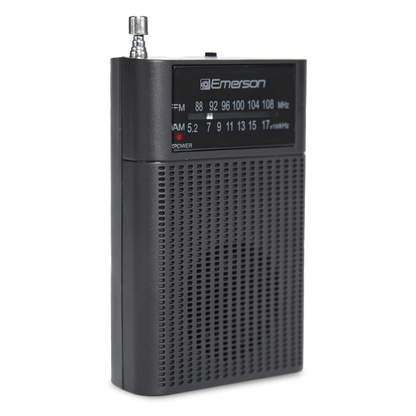 Emerson Portable AMFM Radio with Built-In Speaker and Easy Removable Belt Clip