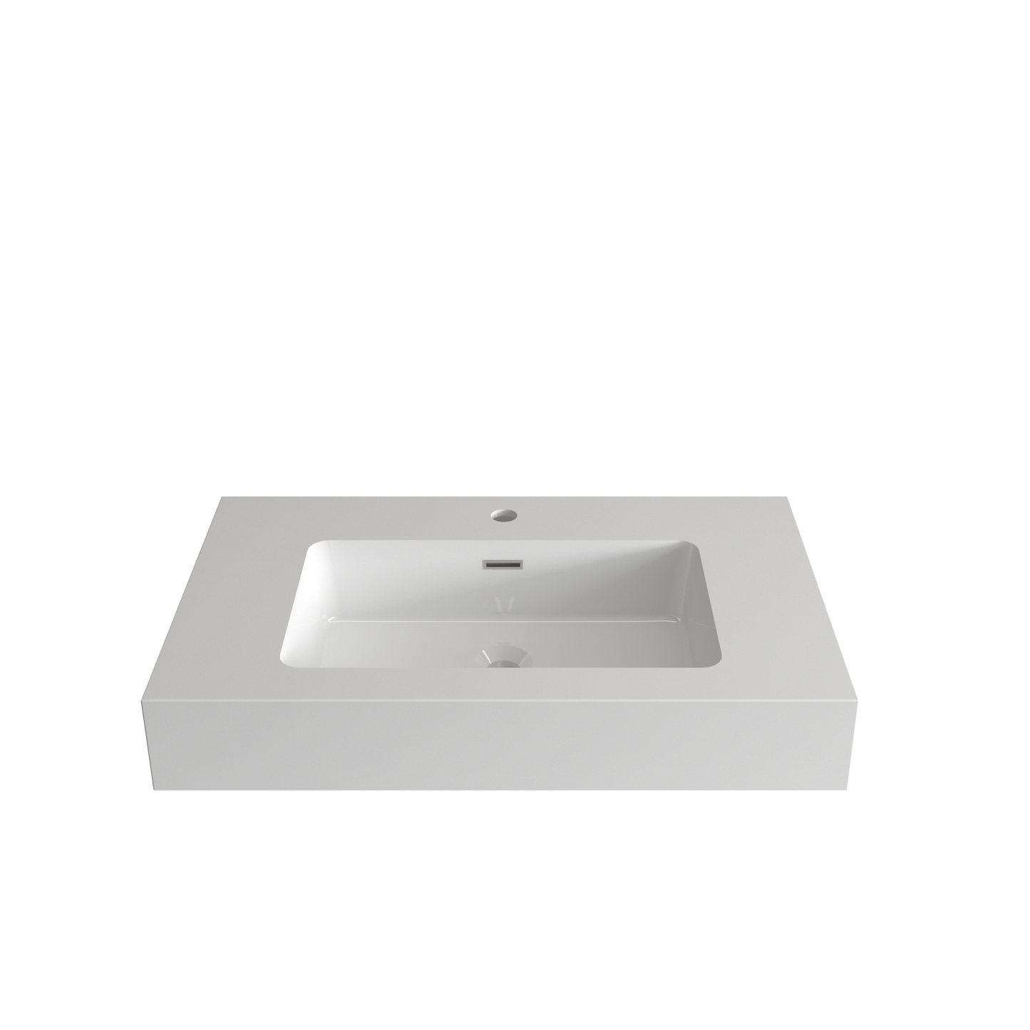 BB02-36-101 Integrated Solid Surface Basin Without Drain and Faucet, Glossy