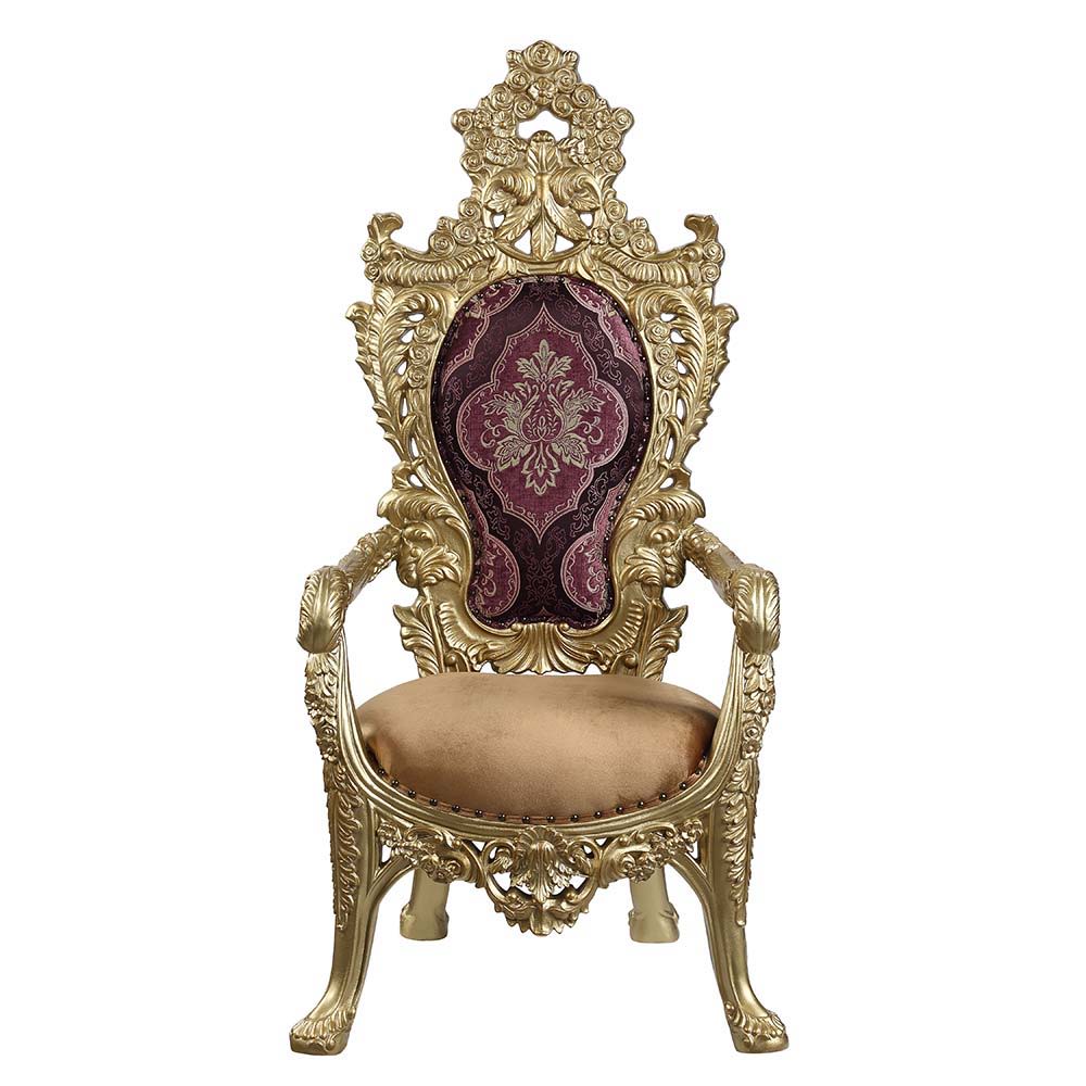 Bernadette - Arm Chair (Set of 2) - Pattern Fabric & Gold