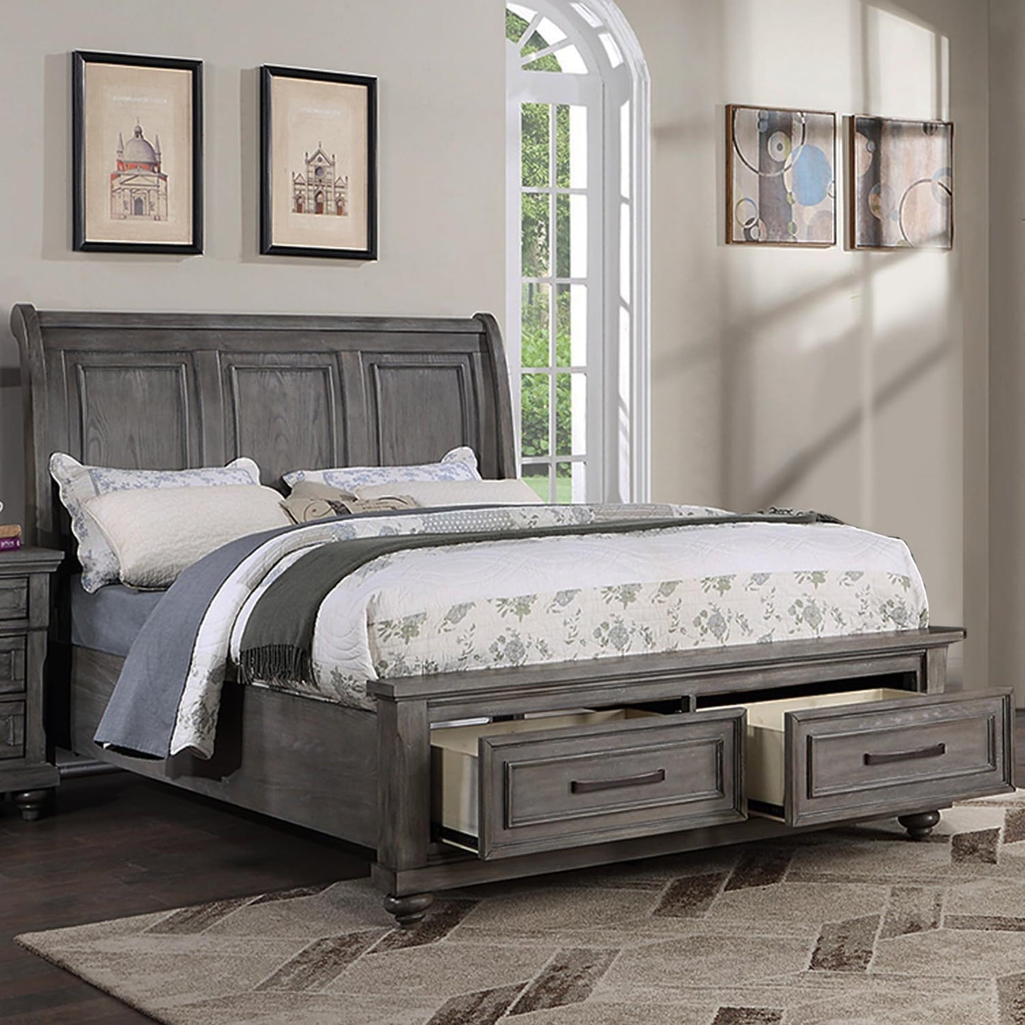 3 Piece Bedroom Set, Bed With 2 Nightstands