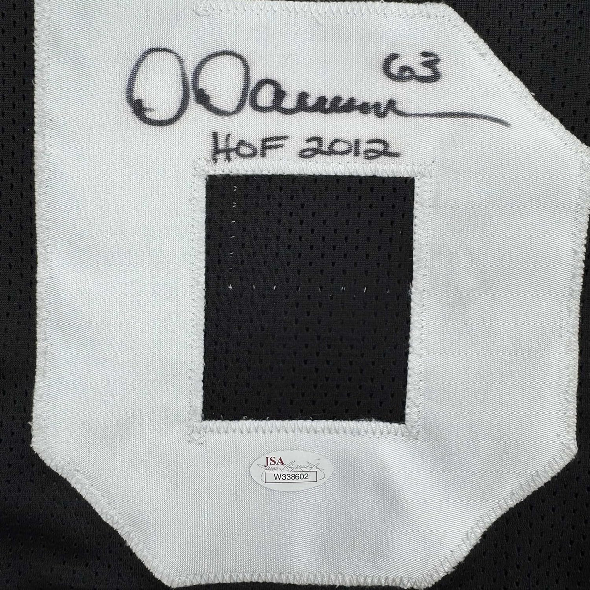 Framed Autographed/Signed Dermontti Dawson HOF 12 35x39 Pittsburgh Black Football Jersey JSA COA