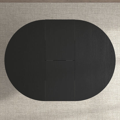 Dining Table For Farmhouse Kitchen Expandable Oval Table Top With Removable Leaf Trestle X Shaped Base - Black