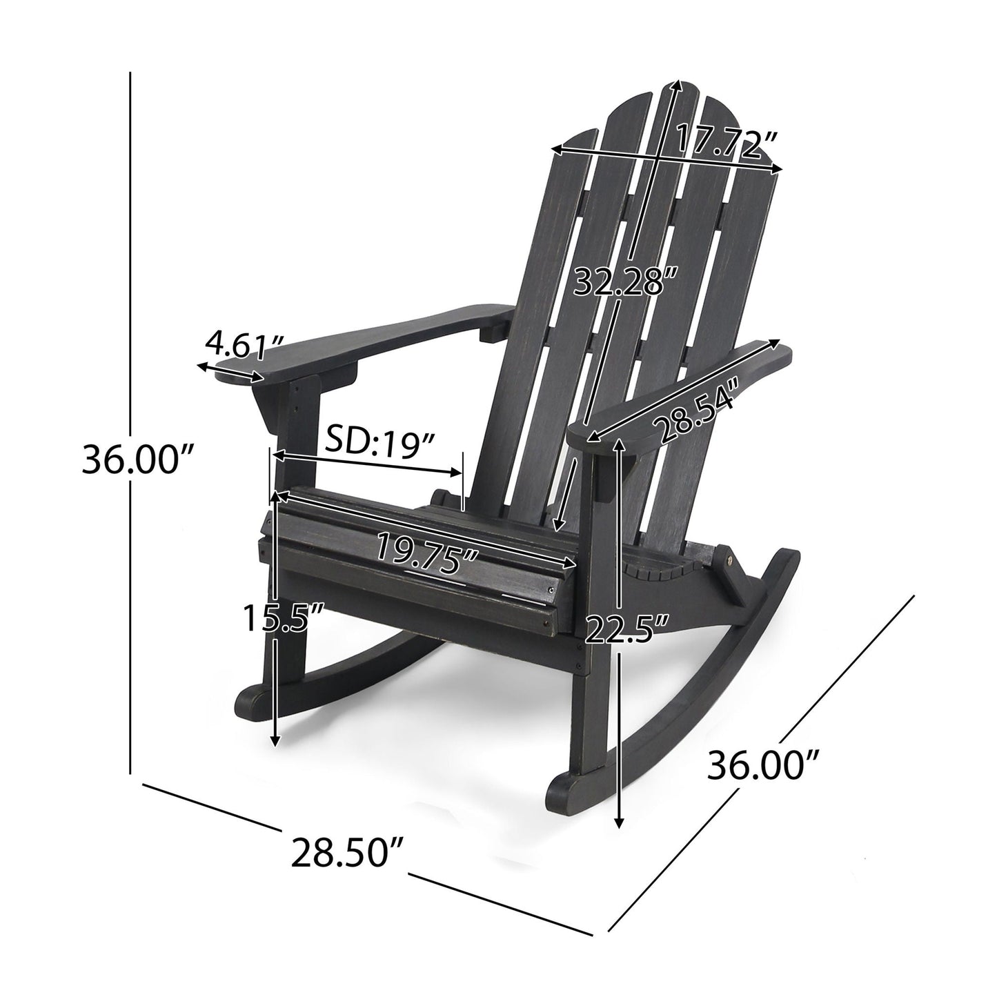 Echoes Outdoor Acacia Wood Adirondack Rocking Chair