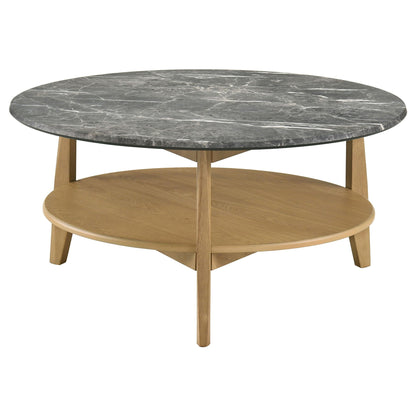 Bradley Round SmartTop Cocktail Coffee Table Grey and Natural