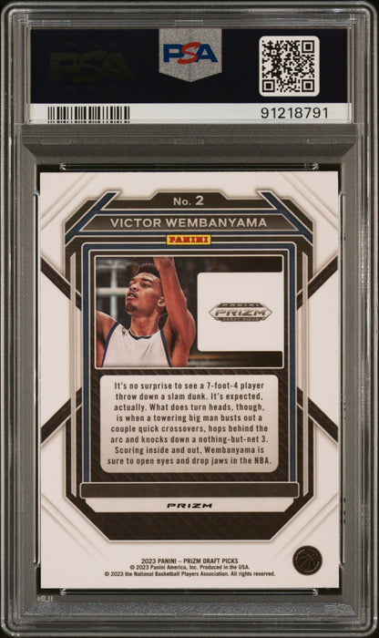 Graded 2023 Panini Prizm Draft Picks Victor Wembanyama #2 Green Rookie RC Basketball Card PSA 10 Gem Mint