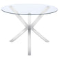 Vance Round 41-inch Glass Top Asterisk Dining Table Chrome