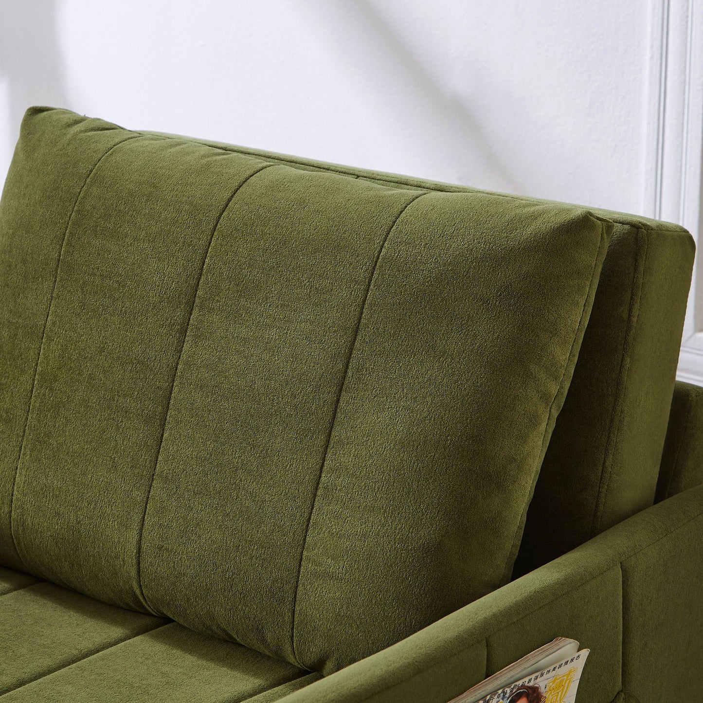 Upholstered Convertible Sleeper Sofa With 5 Position Backrest, Side Pockets, Storage