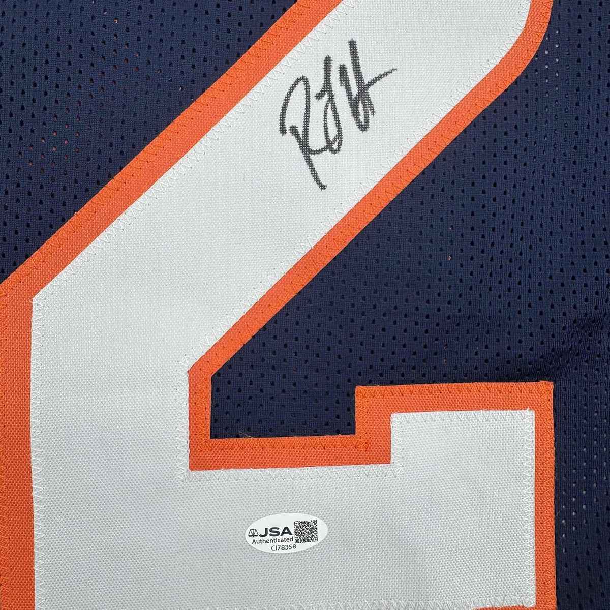 Framed Autographed/Signed R.J RJ Harvey 35x39 Denver Blue Football Jersey JSA COA