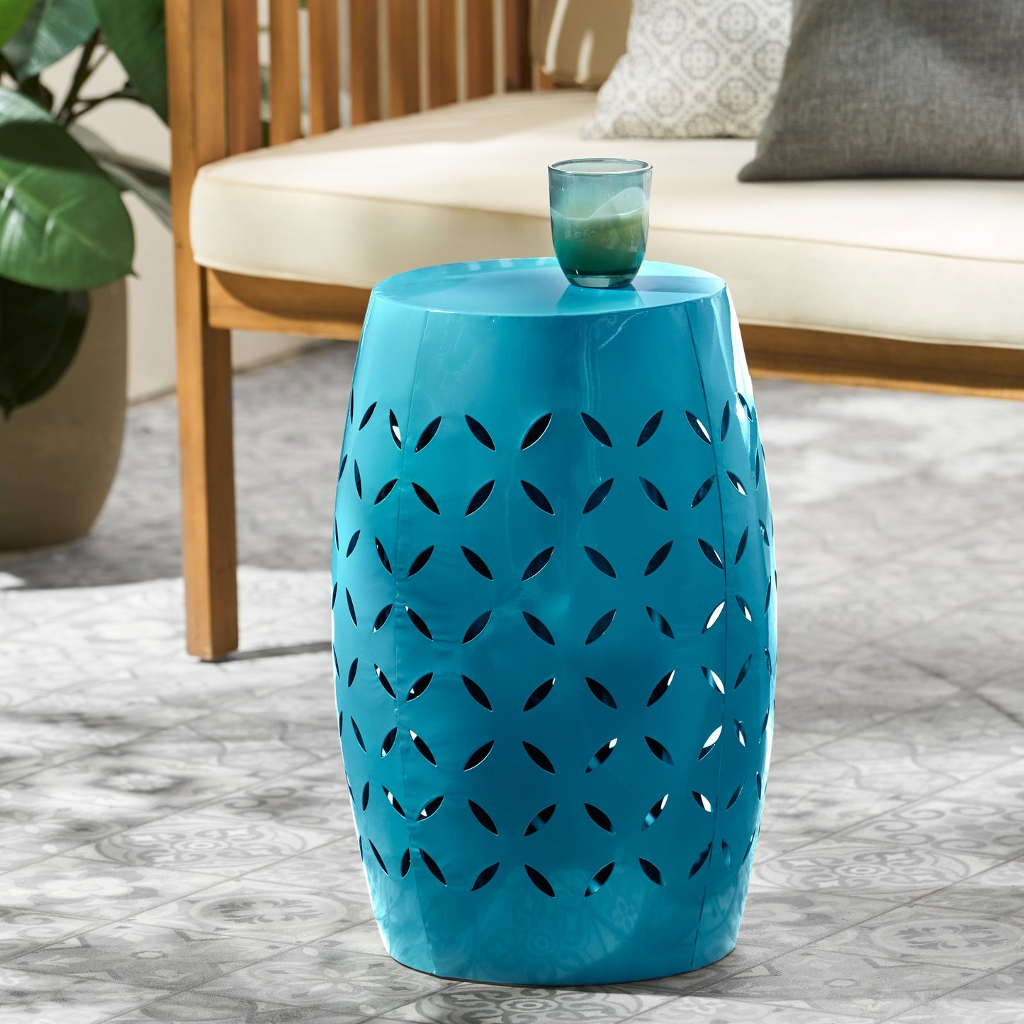Lilac 12" Accent Side Table with Cylindrical Design