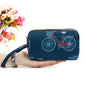 Floral Printed Fabric Wristlet Wallet for Women - Double Zipper Clutch with Wrist Strap